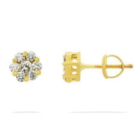 Thumbnail for Yellow Diamond Cluster Stud Earrings in 14k White Gold 0.90 Ctw