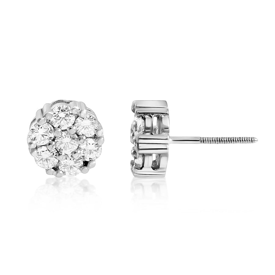 White Diamond Earrings in 14k Yellow Gold 3.50 Ctw