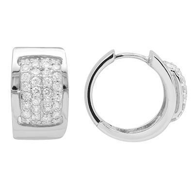 White Diamond Huggie Earring in White Solid Gold