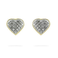 10k White Gold Pave Diamond Heart Earrings Screw Back 0.27 Ctw