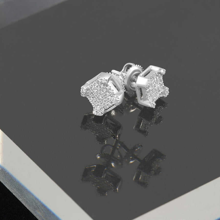 Pendientes cuadrados de diamantes de oro blanco de 10 k (0,13 ct) 