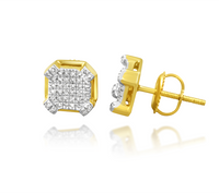 Thumbnail for 10k Yellow Gold Diamond Square Earrings 0.13 Ctw