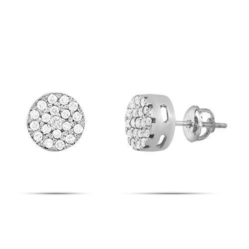 White Diamond Stud Cluster Earrings in 14k White Gold 0.75 Ctw