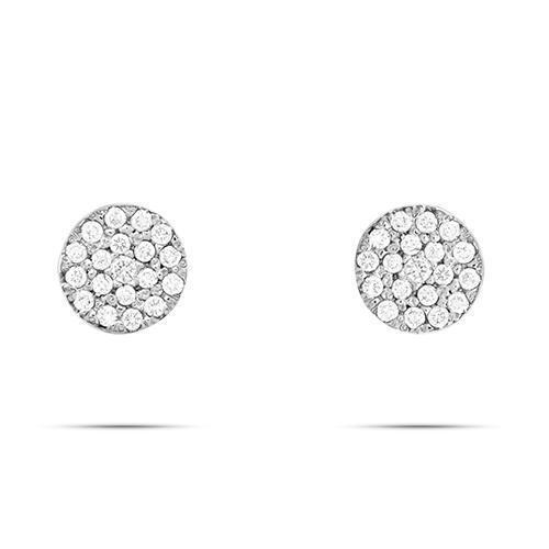 White Diamond Stud Cluster Earrings in 14k White Gold 0.75 Ctw