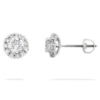 Thumbnail for White Diamond Stud Cluster Earrings in 14k White Gold 1.39 Ctw