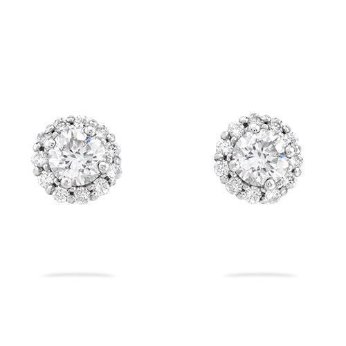 White Diamond Stud Cluster Earrings in 14k White Gold 1.39 Ctw