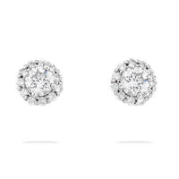 Thumbnail for White Diamond Stud Cluster Earrings in 14k White Gold 1.39 Ctw