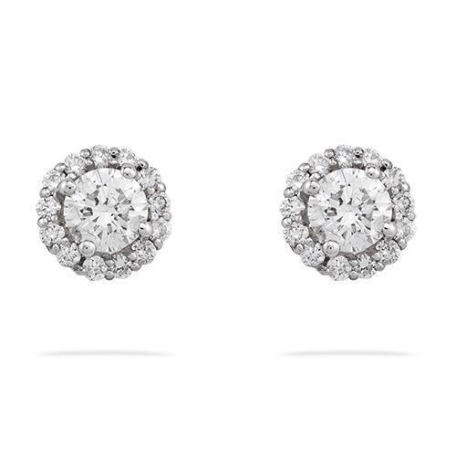 Diamond Stud Cluster Earrings in 14k White Gold 1.75 Ctw