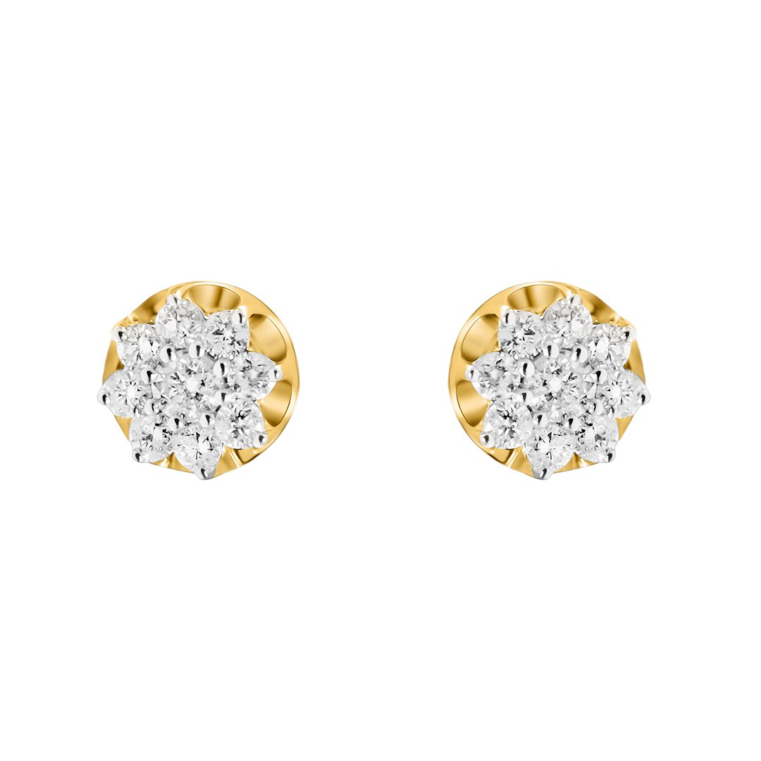 Diamond Stud Earrings in 10k Yellow Gold .54 Ctw