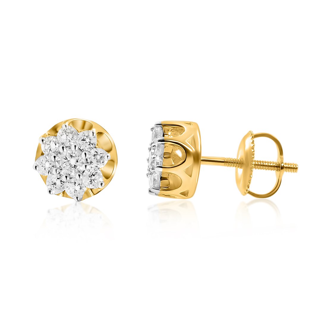 Diamond Stud Earrings in 10k Yellow Gold .54 Ctw