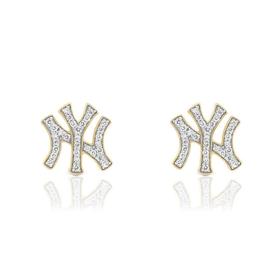 Yellow Diamond Stud Yankee Earrings in 10k Yellow Gold 0.46 Ctw