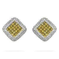 Thumbnail for Invisible Set Yellow Diamond Omega Back Earrings 3 Ctw