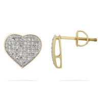 Thumbnail for Yellow Pave Diamond Heart Earrings in 10k White Gold Screw Back