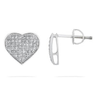 Thumbnail for Yellow Pave Diamond Heart Earrings in 10kt Yellow Gold Screw Back