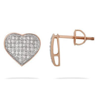 Thumbnail for Yellow Pave Diamond Heart Earrings in 10kt Yellow Gold Screw Back