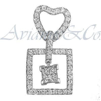 Thumbnail for White Princess Square Heart Diamond Earrings in 14k White Gold 1.53 Ctw