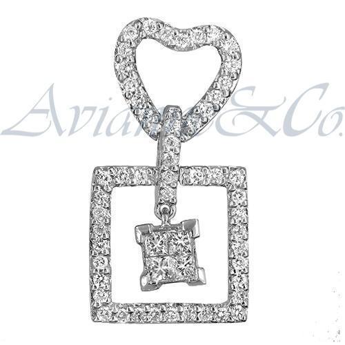 White Princess Square Heart Diamond Earrings in 14k White Gold 1.53 Ctw