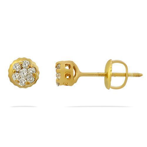 White, Yellow Small Diamond Cluster Earrings in 14k Yellow Gold 0.34 Ctw