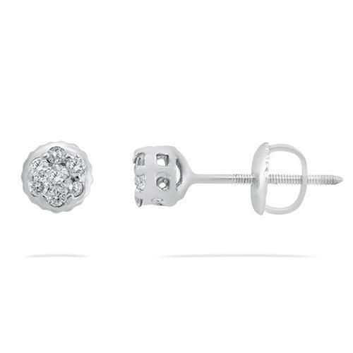 White, Yellow Small Diamond Cluster Earrings in 14k Yellow Gold 0.34 Ctw