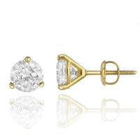 Thumbnail for Solid Yellow Gold GAI Certified  Diamond Stud 3-Prong Earrings 3.01 Ctw