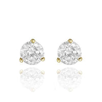 Thumbnail for Solid Yellow Gold GAI Certified  Diamond Stud 3-Prong Earrings 3.01 Ctw