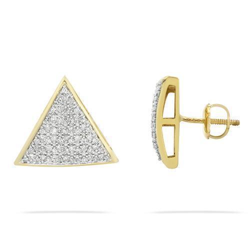 Yellow Triangle Diamond Earrings 10k Yellow Gold 0.47 Ctw