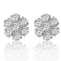 Thumbnail for White Solid Gold Round Cut Prong Diamond Cluster Earrings 6.50 Ctw
