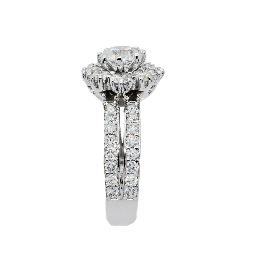 14K White Solid Gold Diamond Engagement Ring 2.01 Ctw