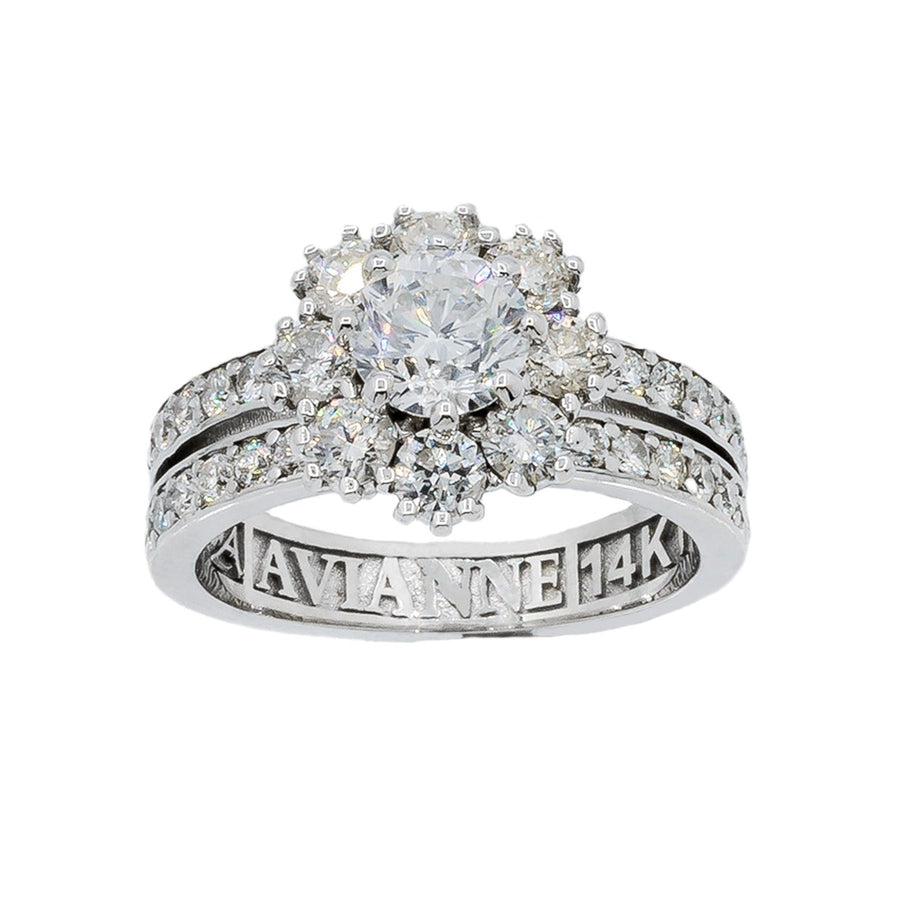 14K White Solid Gold Diamond Engagement Ring 2.01 Ctw