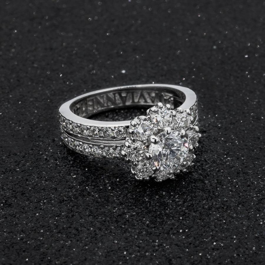 14K White Solid Gold Diamond Engagement Ring 2.01 Ctw