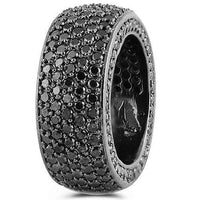 Thumbnail for 10K Solid Gold Black Rhodium Plated Mens Custom Black Diamond Eternity Ring Band With Side Stones 7.50 Ctw