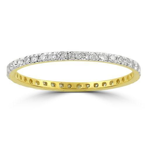 10K Yellow Solid Gold Womens Diamond Eternity Band 0.37 Ctw
