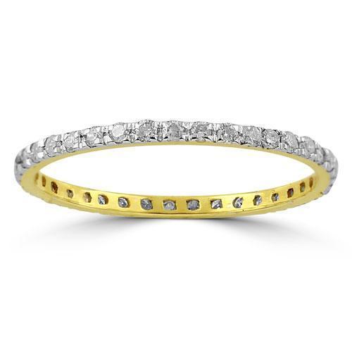 10K Yellow Solid Gold Womens Diamond Eternity Band 0.38 Ctw