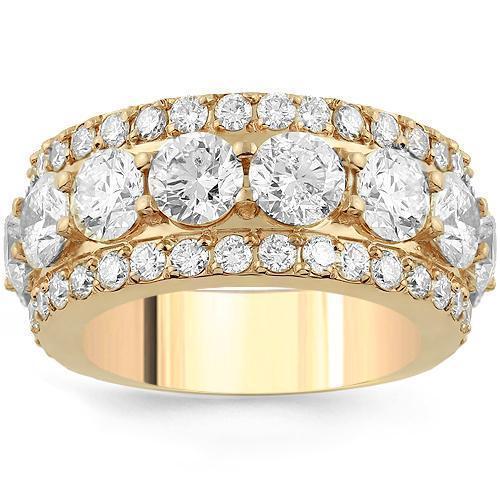 Eternity Ring Wide Gold Wedding Band With Diamonds 14K Rose
