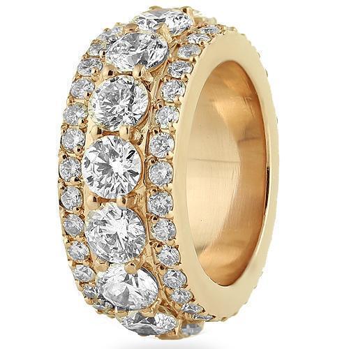 14K Rose Solid Gold Custom Made Large Mens Diamond Eternity Ring Band 13.00