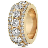 Thumbnail for 14K Rose Solid Gold Custom Made Large Mens Diamond Eternity Ring Band 13.00