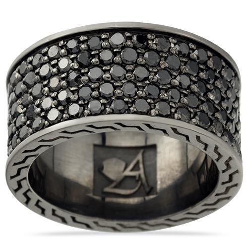 14K Solid Gold Black Rhodium Plated Mens Diamond Eternity Band 7.50 Ctw