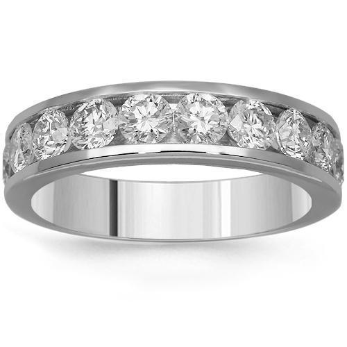 14K Solid White Gold Mens Diamond Eternity Band 6.20 Ctw