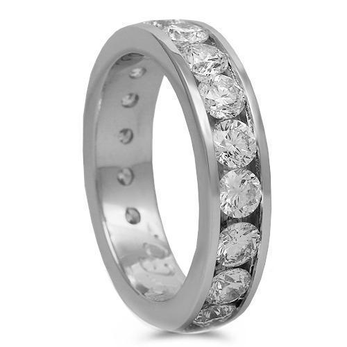 14K Solid White Gold Mens Diamond Eternity Band 6.20 Ctw