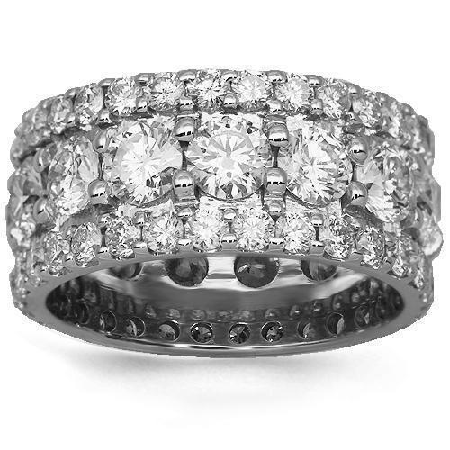 14K Solid White Gold Mens Diamond Eternity Ring Band 9.00 Ctw