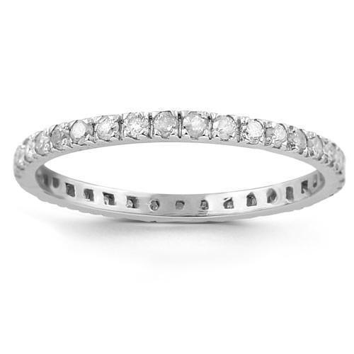 14K Solid White Gold Womens Diamond Eternity Band 0.35 Ctw