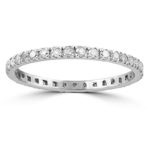 14K Solid White Gold Womens Diamond Eternity Band 0.35 Ctw