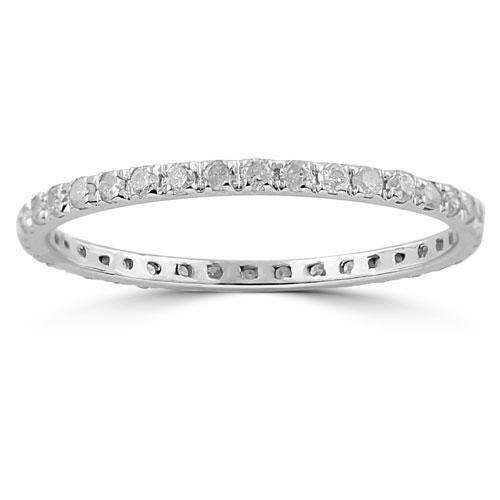 14K Solid White Gold Womens Diamond Eternity Band 0.38 Ctw