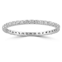 Thumbnail for 14K Solid White Gold Womens Diamond Eternity Band 0.38 Ctw