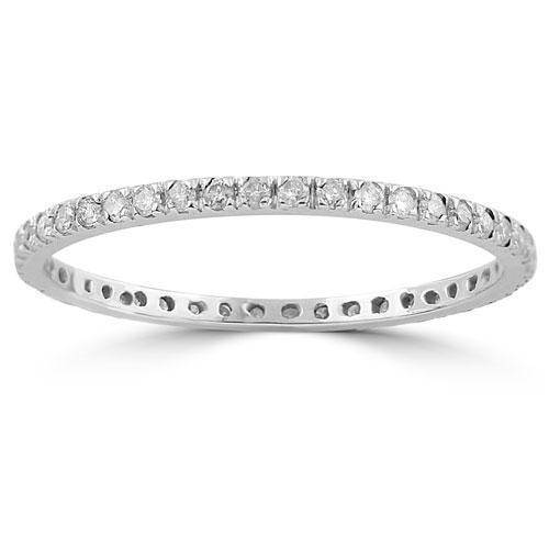 14K Solid White Gold Womens Diamond Eternity Band 0.44 Ctw
