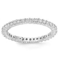 Thumbnail for 14K Solid White Gold Womens Diamond  Eternity Ring Band 0.29 Ctw