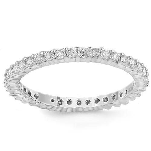 14K Solid White Gold Womens Diamond  Eternity Ring Band 0.29 Ctw