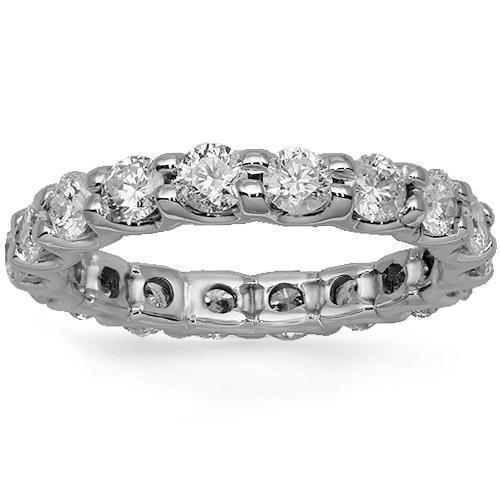 14K Solid White Gold Womens Diamond Eternity Ring Band 2.75 Ctw