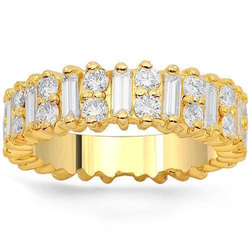 14K Solid Yellow Gold Womens Diamond Eternity Ring Band 2.50 Ctw