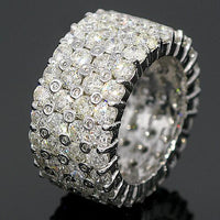 Thumbnail for 14K White Solid Gold Mens Diamond Eternity Ring Band 11.25 Ctw